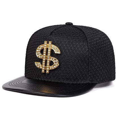 Golden USD Logo Crocodile PU Leather Snapback Cap