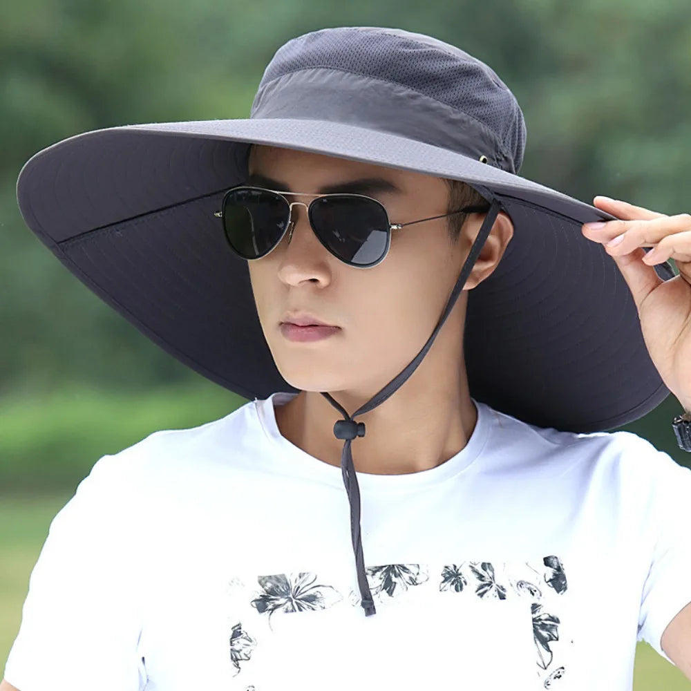 Quick-Dry Nylon Mesh Wide Brim UV Protection Bucket Hat
