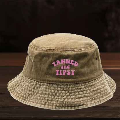 1pc Letter Design Print Washed Bucket Hat