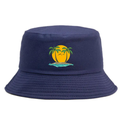 Island Palm Tree Reversible Summer Beach Bucket Hat