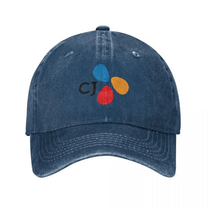 CJ Group Logo Vintage Distressed Washed Baseball Cap Hat