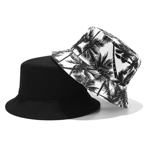 Double Sided Black Coconut Tree Bucket Hats