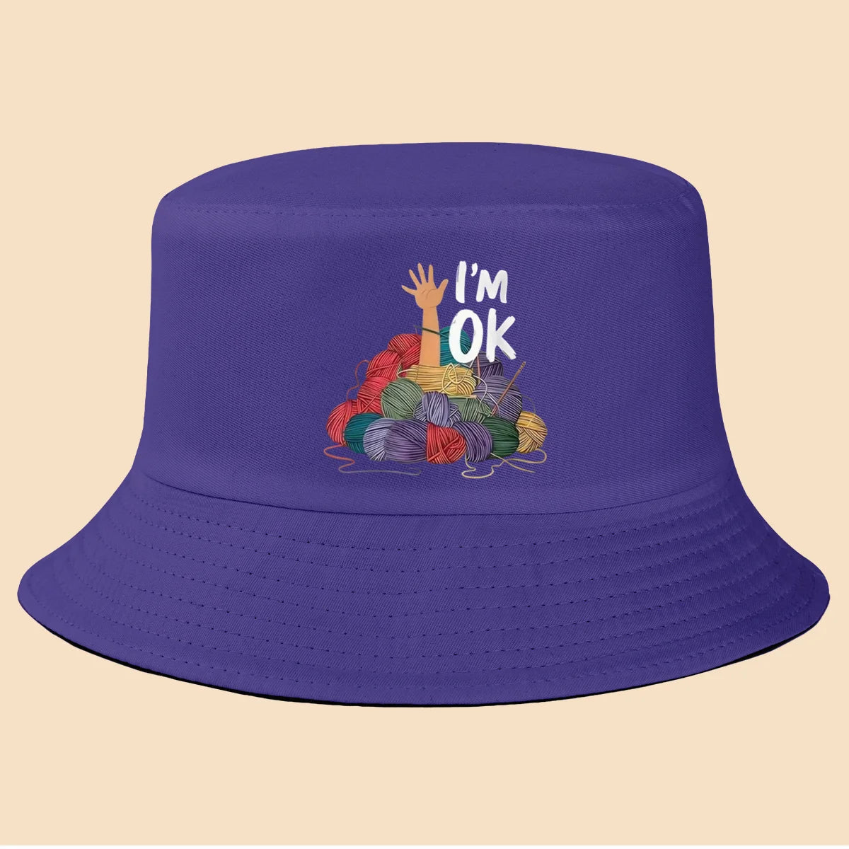 I'm Fine Text Print Bucket Hat