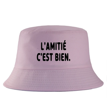 French Letter Print Cotton Bucket Hat Unisex