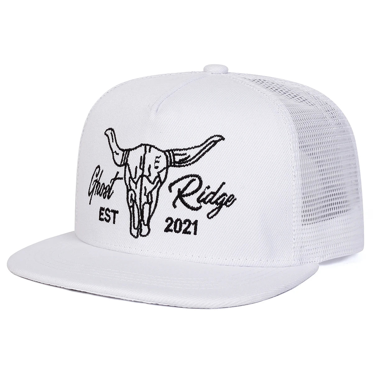 Ox Head Letter Embroidered Mesh Snapback Cap