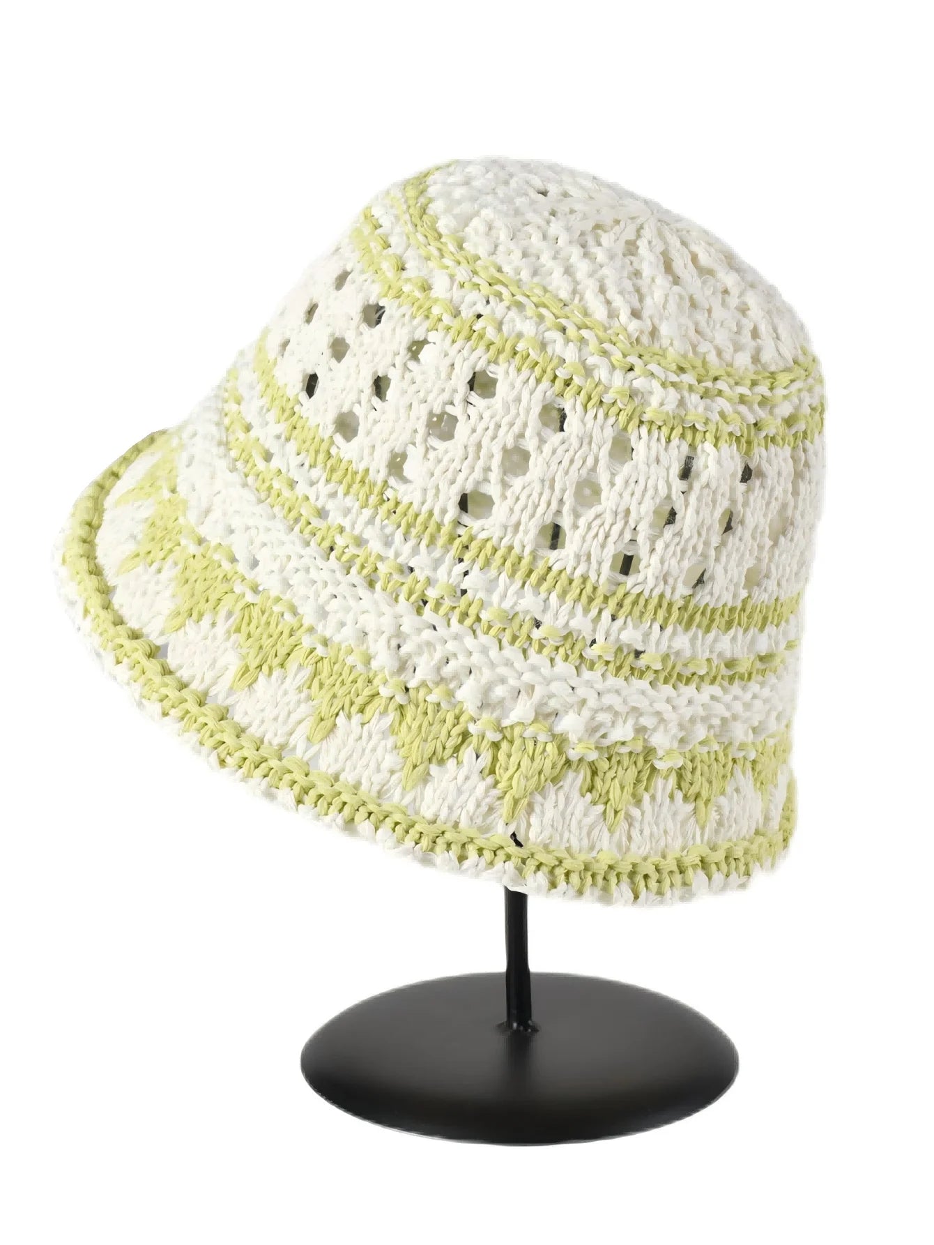 Striped Hollow Out Foldable Bucket Hat