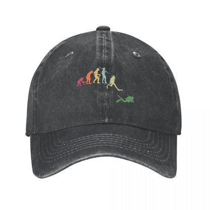 Scuba Diving Evolution Ocean Lover Washed Baseball Cap