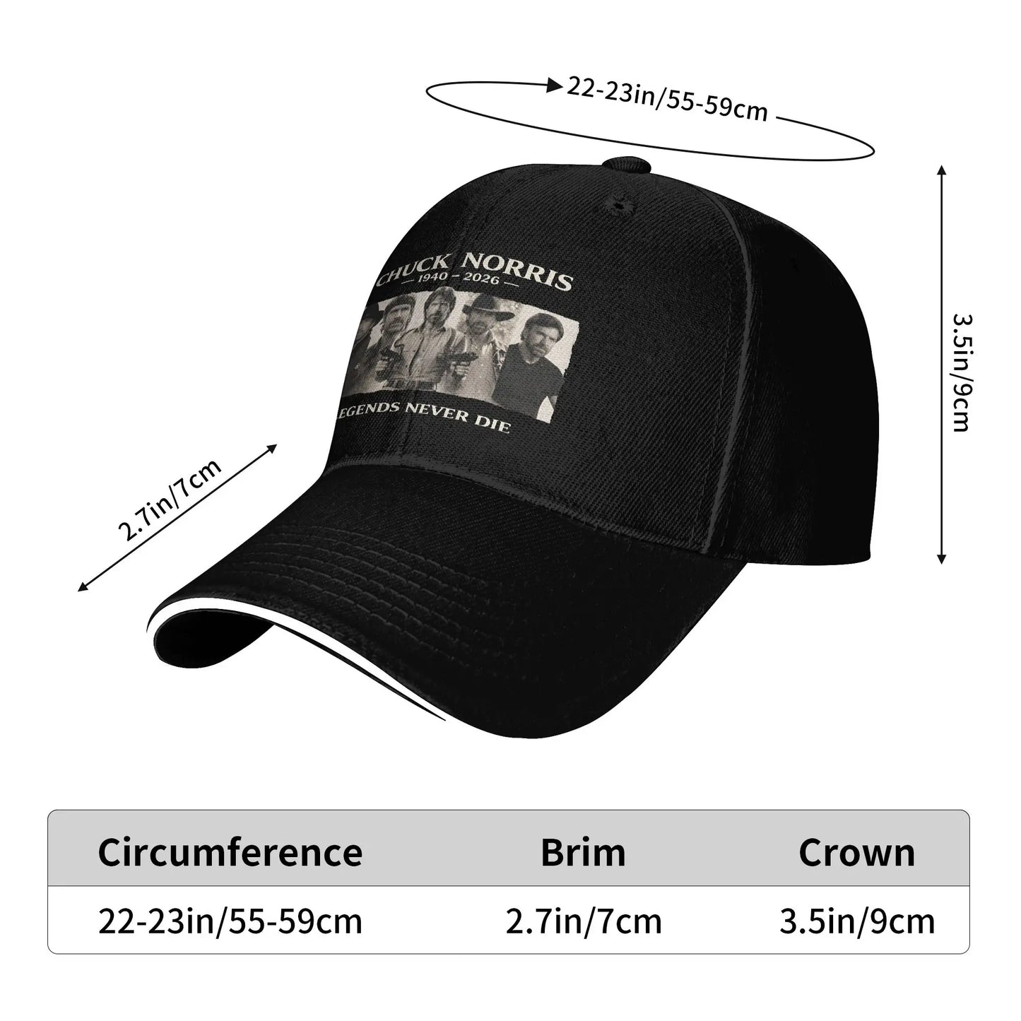 Chuck Norris Legendary Tough Guy Never Die Baseball Cap