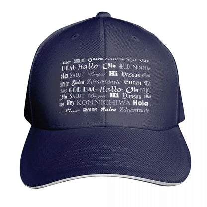 Hello Multiple Languages Cotton Twill Snapback Baseball Cap