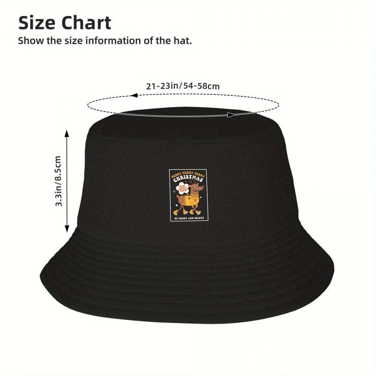Cute Rudolph Christmas Reindeer Print Bucket Hat Design