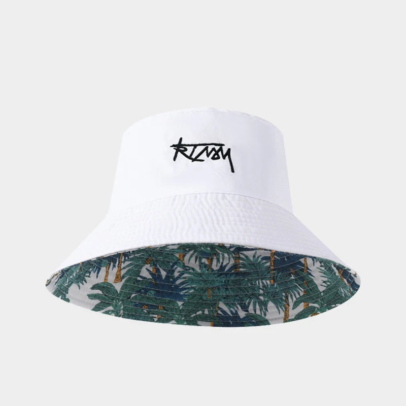 1pc Retro Style Fashionable Printed Maple Leaf Fisherman Hat