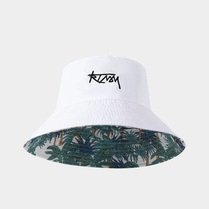 1pc Retro Style Fashionable Printed Maple Leaf Fisherman Hat