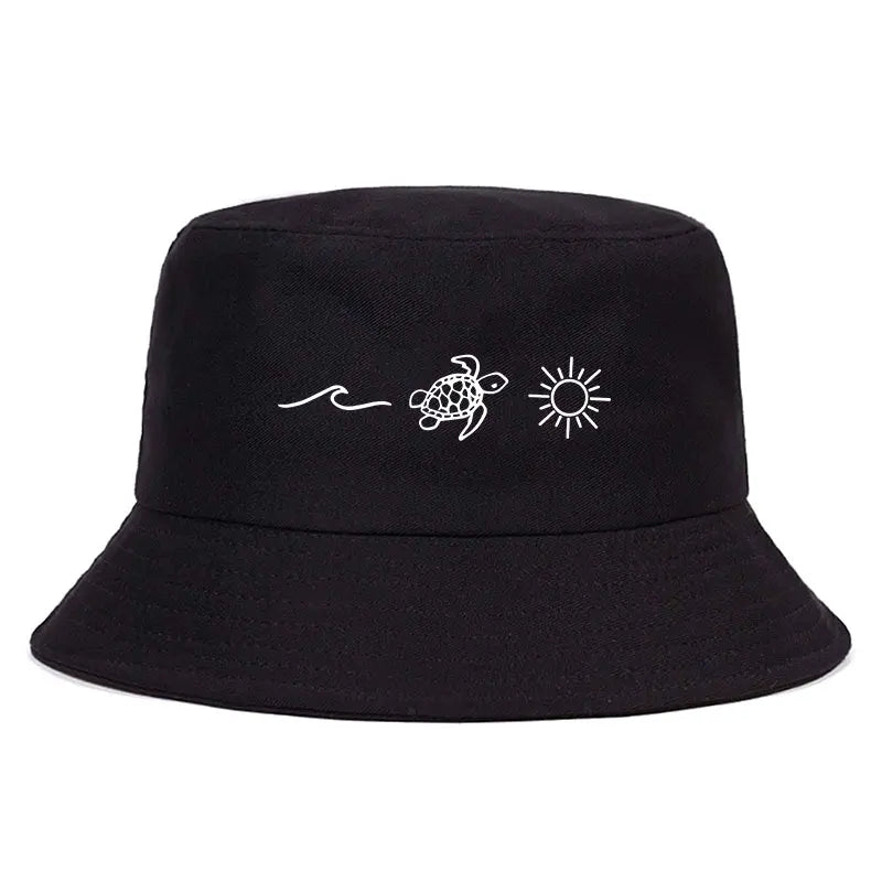Minimalist Sea Turtle Wave Bucket Hat