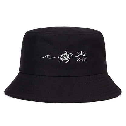 Minimalist Sea Turtle Wave Bucket Hat