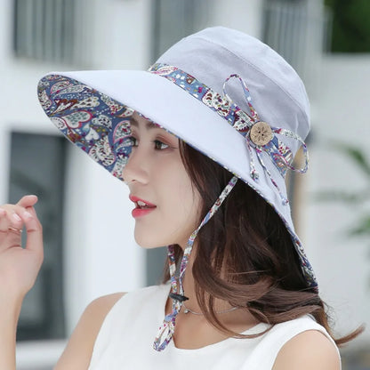 Reversible Foldable Wide Brim UV Protection Bucket Hat