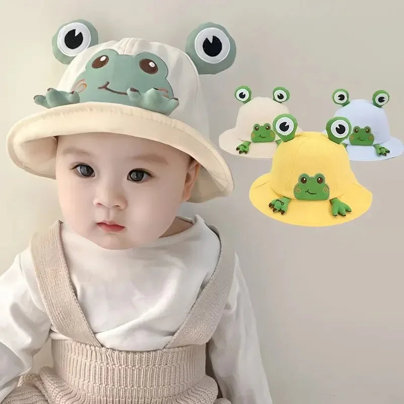 Spring Summer Baby Cartoon Frog Bucket Hat Kids Cute