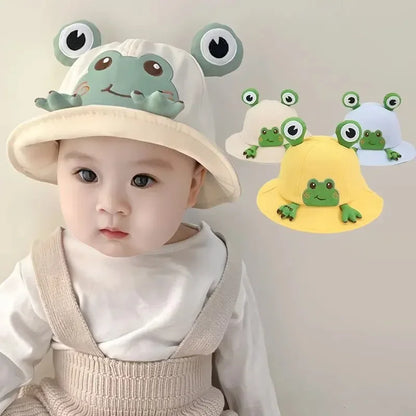 Spring Summer Baby Cartoon Frog Bucket Hat Kids Cute
