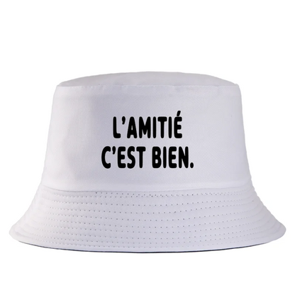 French Letter Print Cotton Bucket Hat Unisex