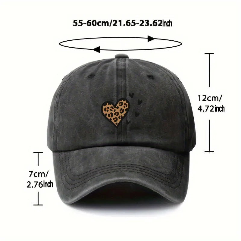 Vintage Leopard Heart Baseball Cap