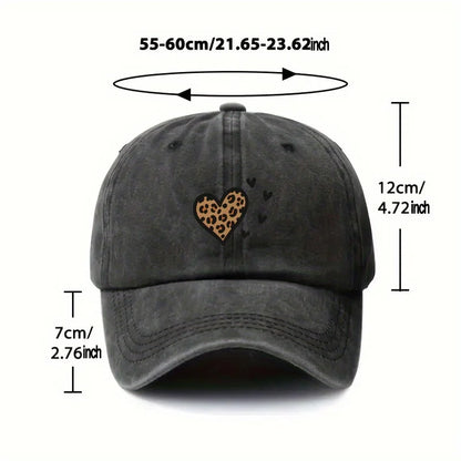 Vintage Leopard Heart Baseball Cap