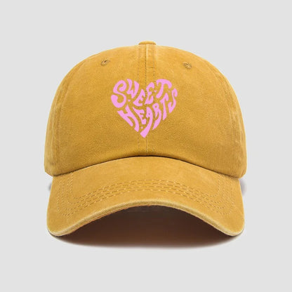 Pink Heart Shaped Letter Printed Baseball Cap Versatile For Daily