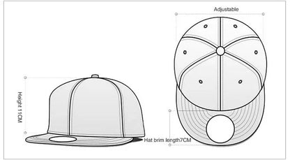 Men Women Summer Sport Sunscreen Hip Hop Punk Adjustable Cotton Flat Hat Size 56-63cm
