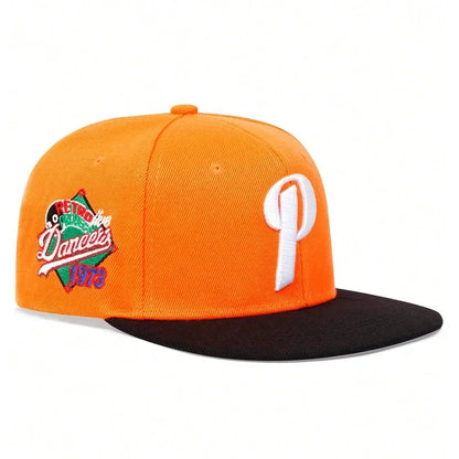Unisex P Letter Embroidered Snapback Cap