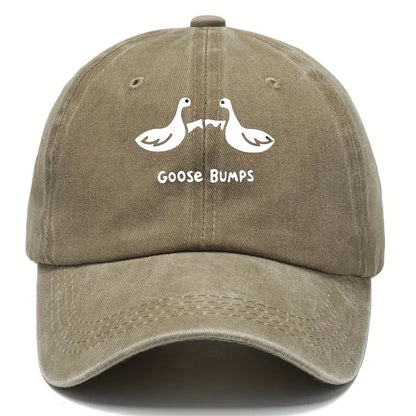 Retro Goose Print Distressed Washed Baseball Cap