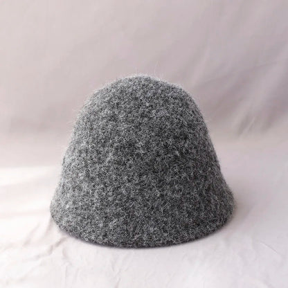 Vintage Wool Bucket Hat Women Fashion Fisherman Cap