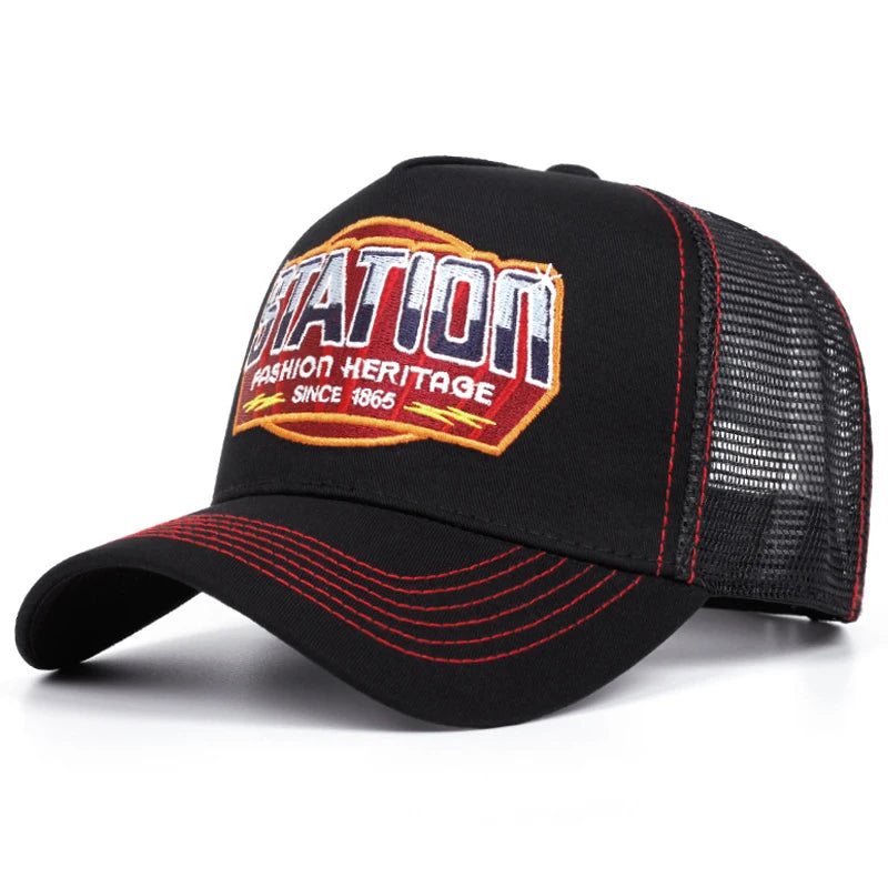 New STATION 1865 Truck Hat Men's Personalized Hip Hop Hat Women's Outdoor Skateboarding Hat Sunshade Baseball Hat Mesh Hat