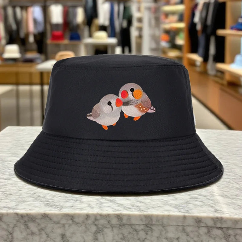 Finch Couple Print Foldable Outdoor Bucket Hat