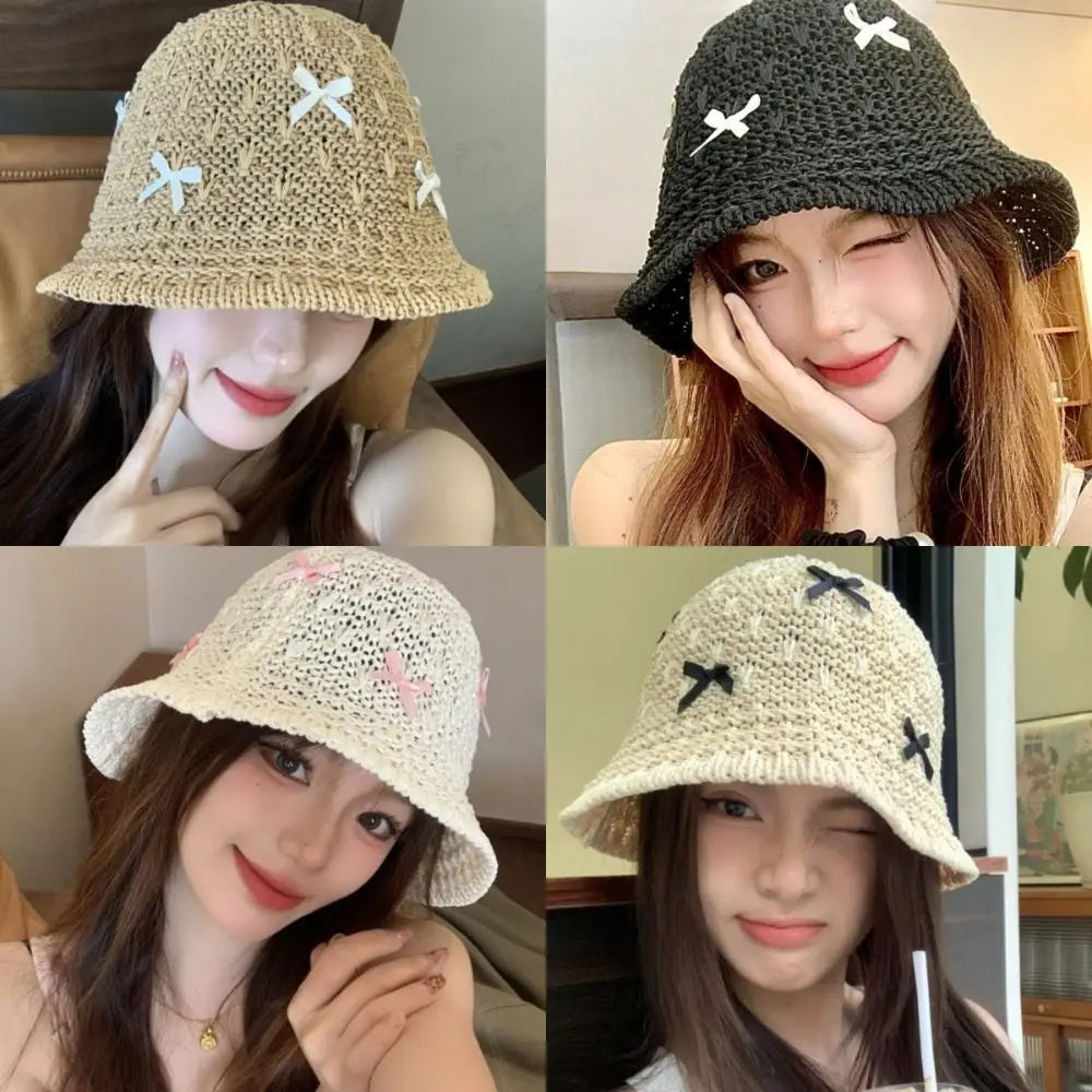 Fashion Mini Bow Beach Bucket Hat