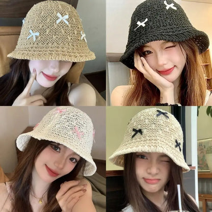 Fashion Mini Bow Beach Bucket Hat