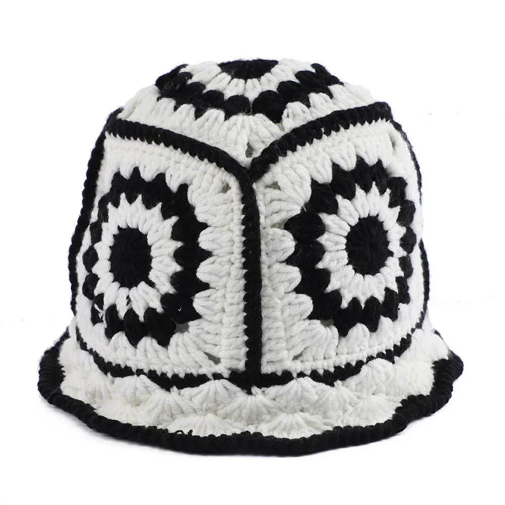 Women's Hollow Flower Crochet Bucket Hat