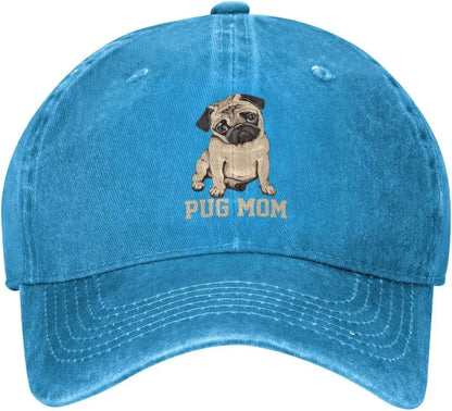 Pug Mom Denim Baseball Cap