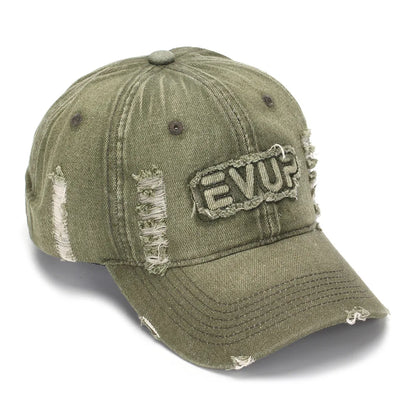 Spring Autumn Thick Soft Top Baseball Cap Washed Denim Hole Embossed Antique Korean Style Casual Fashion Sun Hat