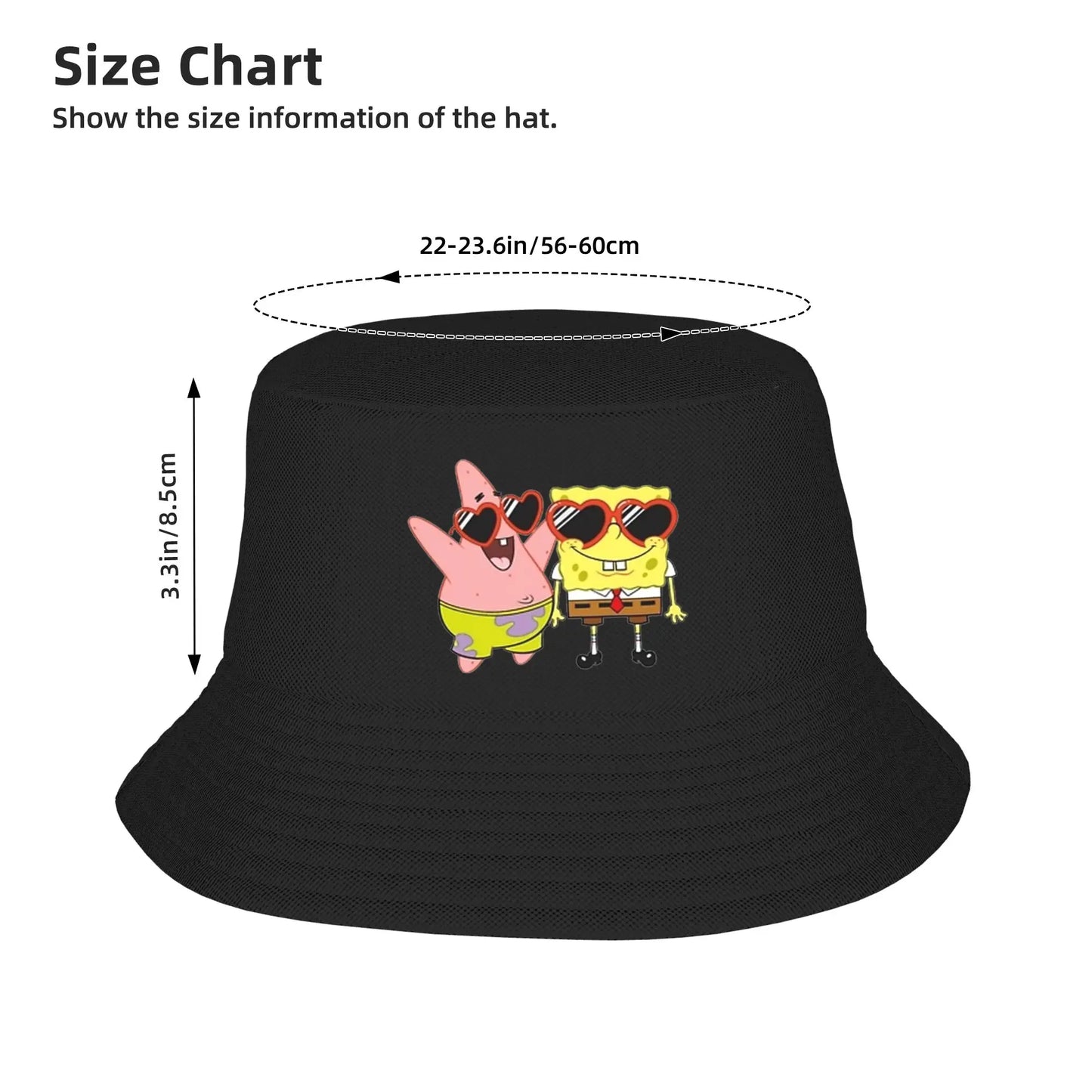 Spongebobs Bucket Hat Heart Streetwear Fisherman Caps