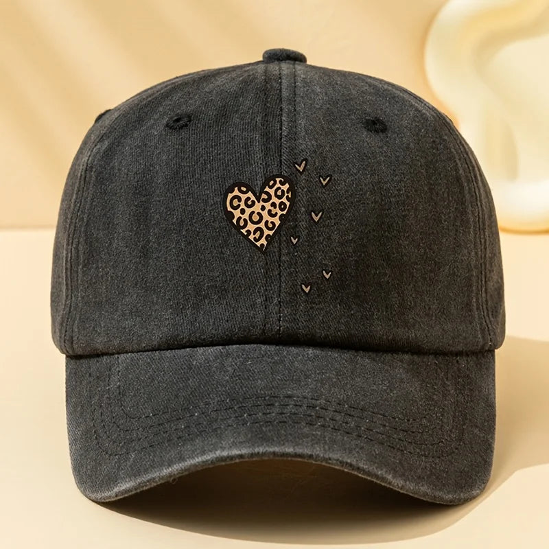 Leopard Heart Retro Baseball Cap