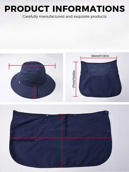 UPF Wide Brim Detachable Face Mask Bucket Hat