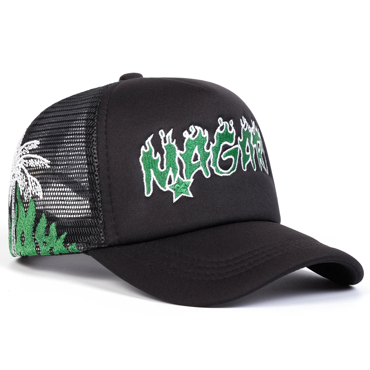 Unisex MAGARI Flame Embroidery Baseball Net Caps
