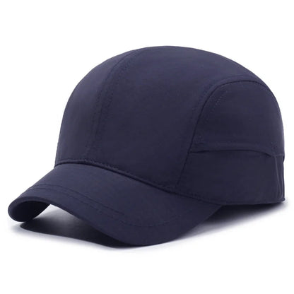 Short Brimmed Solid Color Baseball Cap Lightweight Quick Dry Polyester Adjustable Buckle Closure Sun Protection Breathable Brim