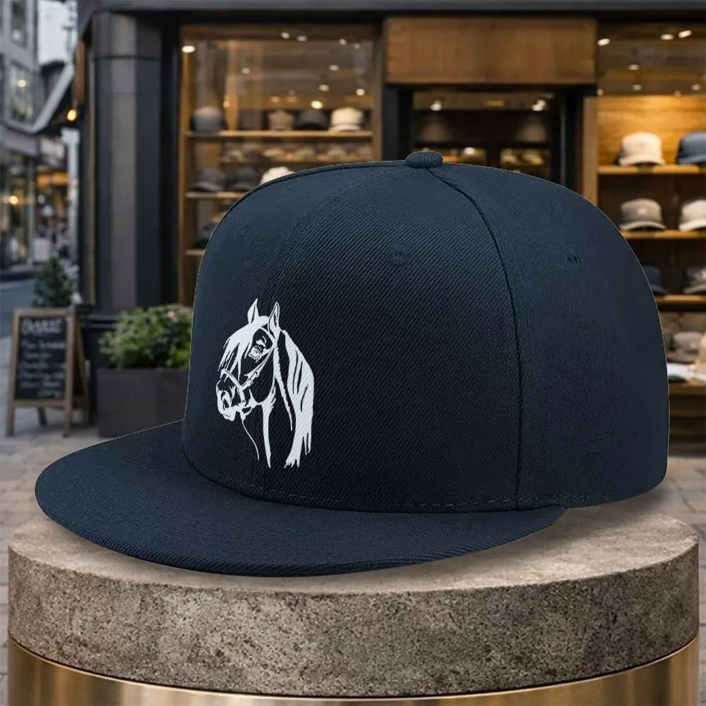 Horse Head Print Snapback Cap