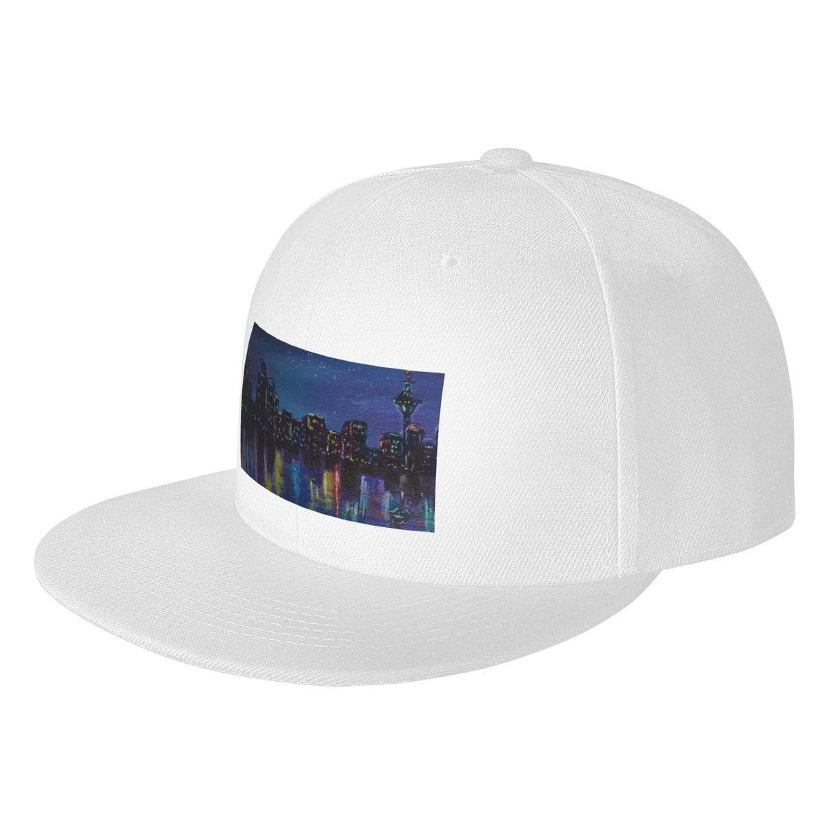 Colourful Cityscape Night Reflection Snapback Cap