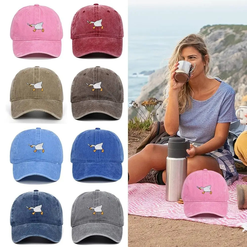 White Goose Embroidered Adjustable Snapback Baseball Cap