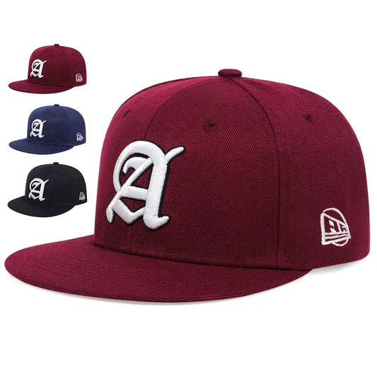 Unisex Personality A Letter Embroidered Snapback Cap