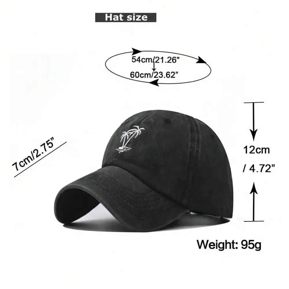 New Fashion Unisex Washed Cotton Cap Coconut Tree
