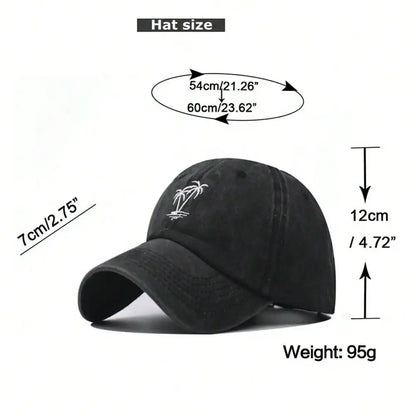 New Fashion Unisex Washed Cotton Cap Coconut Tree