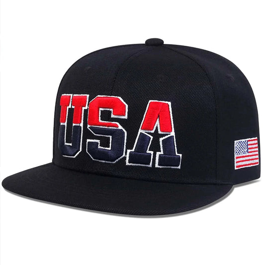 USA Letter Embroidered Hip-Hop Snapback Cap