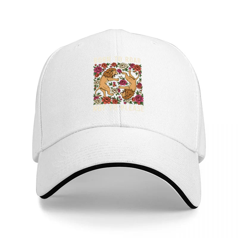 Born To Roar Tiger Flower Baseball Cap