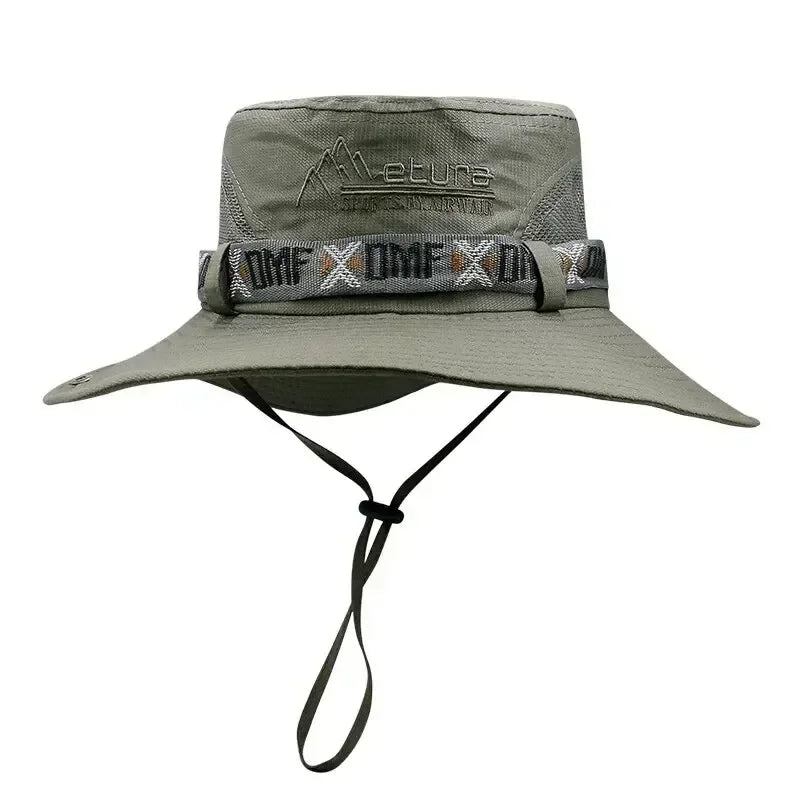 UV Protection Wide Brim Mesh Safari Bucket Hat